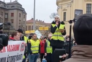 Gyöngy-Tóth Enikő az akkumulátorgyáras tüntetésen